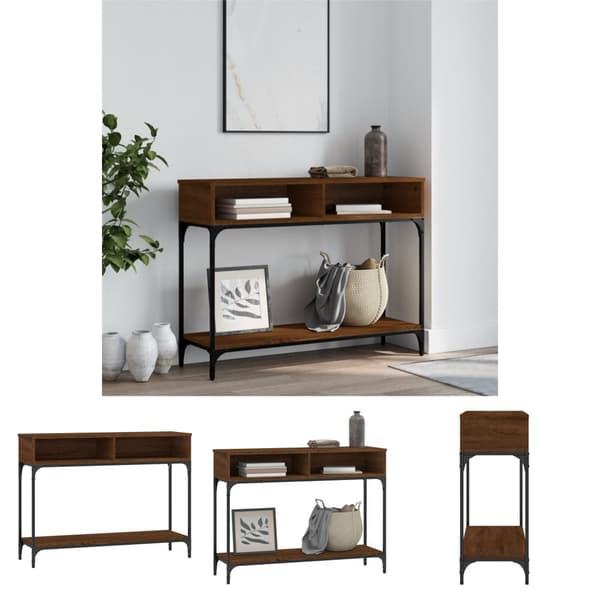 The Living Store konsolbord 100x30,5x75 cm konstrueret træ brunt egetræ -  Sideborde