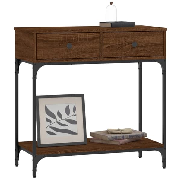 The Living Store Konsolipöytä ruskea tammi 75x34,5x75 cm tekninen puu - Apupöydät