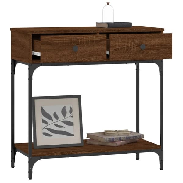 The Living Store Konsolipöytä ruskea tammi 75x34,5x75 cm tekninen puu - Apupöydät