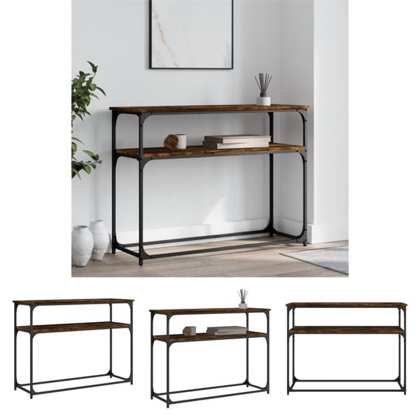 The Living Store konsolbord 100x35,5x75 cm konstrueret træ røget egetræsfarve -  Sideborde