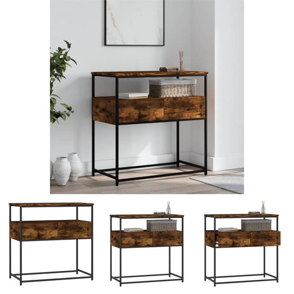 The Living Store konsolbord 75x40x75 cm konstrueret træ røget egetræsfarve -  Sideborde