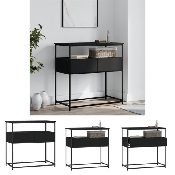 The Living Store konsolbord 75x40x75 cm konstrueret træ sort -  Sideborde