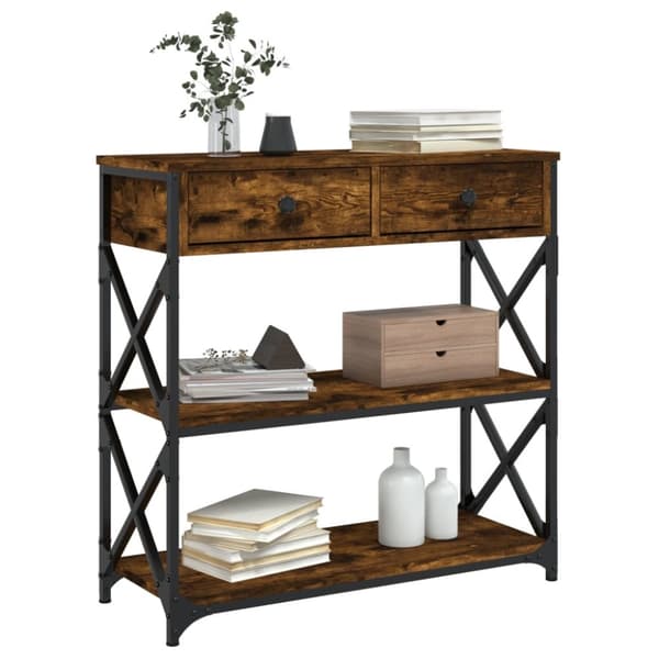 The Living Store konsolbord 75x28x75 cm konstrueret træ røget egetræsfarve -  Sideborde