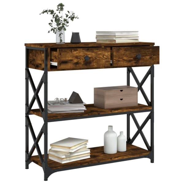The Living Store konsolbord 75x28x75 cm konstrueret træ røget egetræsfarve - Sideborde