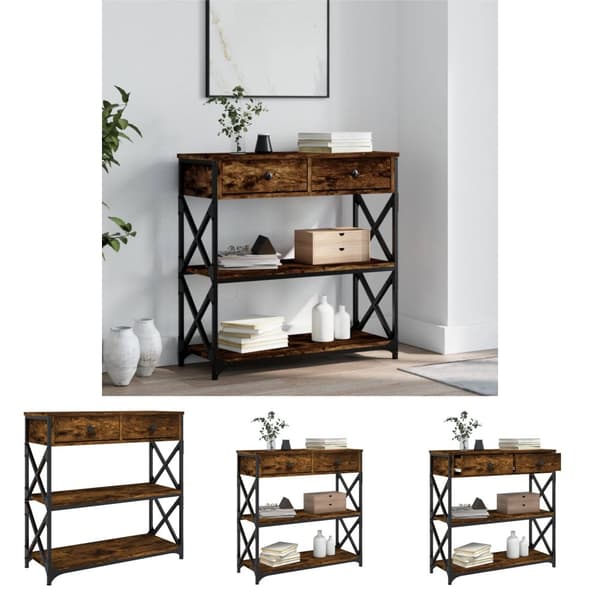 The Living Store konsolbord 75x28x75 cm konstrueret træ røget egetræsfarve - Sideborde