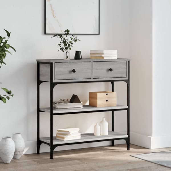 The Living Store konsolbord 72,5x25x75 cm konstrueret træ grå sonoma-eg -  Sideborde