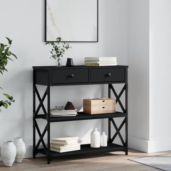 The Living Store konsolbord 75x28x75 cm konstrueret træ sort -  Sideborde