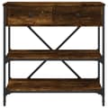 Miniatyrbillede 6 af 11: The Living Store konsolbord 75x34,5x75 cm konstrueret træ røget egetræsfarve -  Sideborde