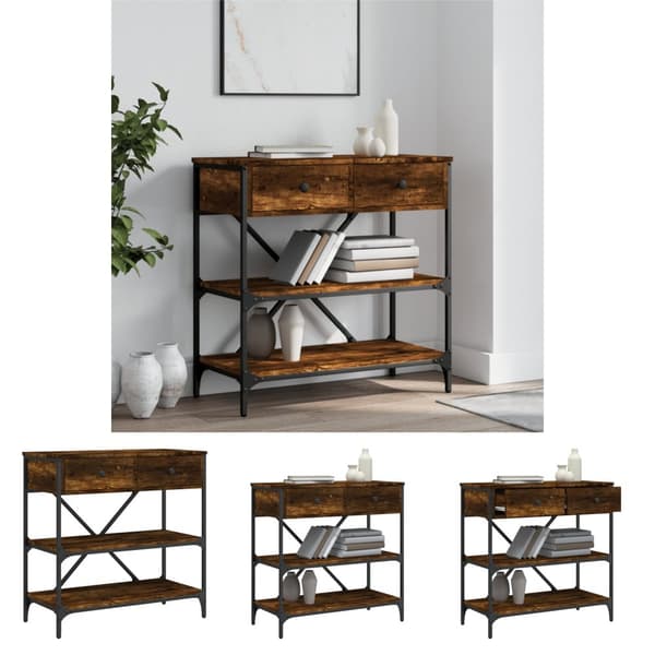 The Living Store konsolbord 75x34,5x75 cm konstrueret træ røget egetræsfarve - Sideborde