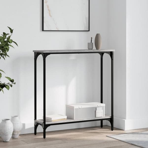 The Living Store konsolbord 75x22,5x75 cm konstrueret træ grå sonoma-eg -  Sideborde