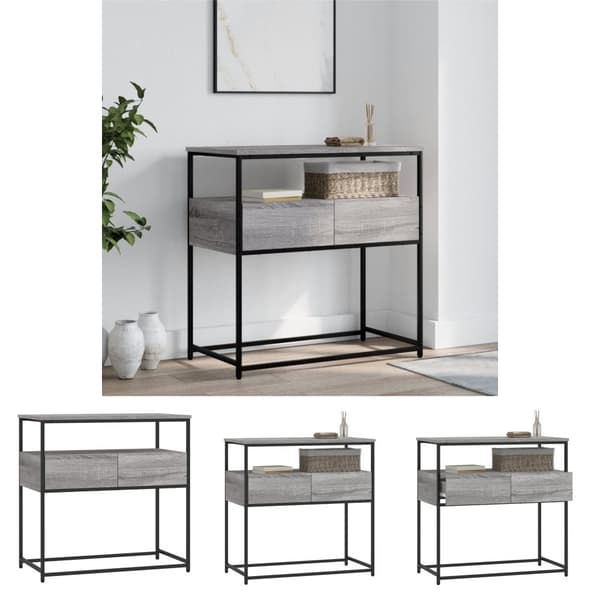 The Living Store Konsolipöytä harmaa Sonoma 75x40x75 cm tekninen puu -  Apupöydät