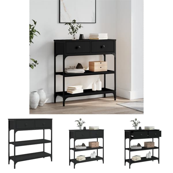 The Living Store Konsolipöytä musta 72,5x25x75 cm tekninen puu -  Apupöydät