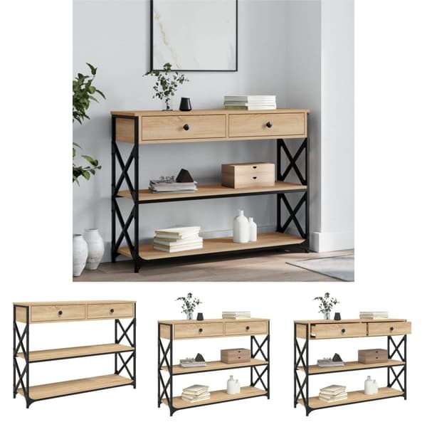 The Living Store konsolbord 100x28x75 cm konstrueret træ sonoma-eg -  Sideborde