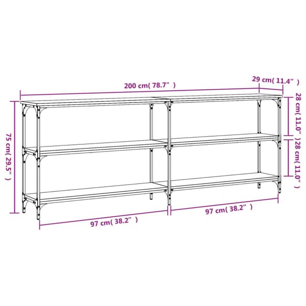 The Living Store konsolbord 200x29x75 cm konstrueret træ sonoma-eg - Sideborde