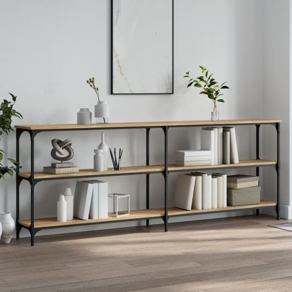 The Living Store konsolbord 200x29x75 cm konstrueret træ sonoma-eg -  Sideborde