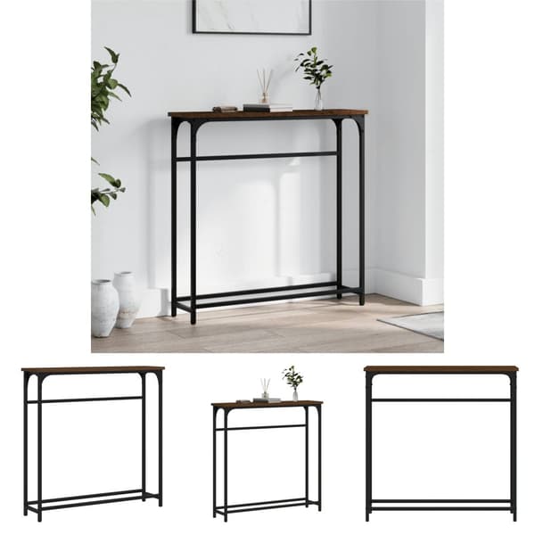 The Living Store konsolbord 75x19,5x75 cm konstrueret træ brunt egetræ -  Sideborde