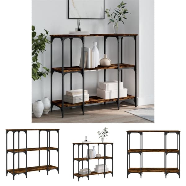 The Living Store konsolbord 102x35x50 cm konstrueret træ røget egetræsfarve -  Sideborde