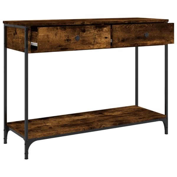 The Living Store konsolbord 100x34,5x75 cm konstrueret træ røget egetræsfarve -  Sideborde
