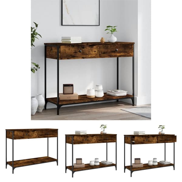The Living Store konsolbord 100x34,5x75 cm konstrueret træ røget egetræsfarve - Sideborde