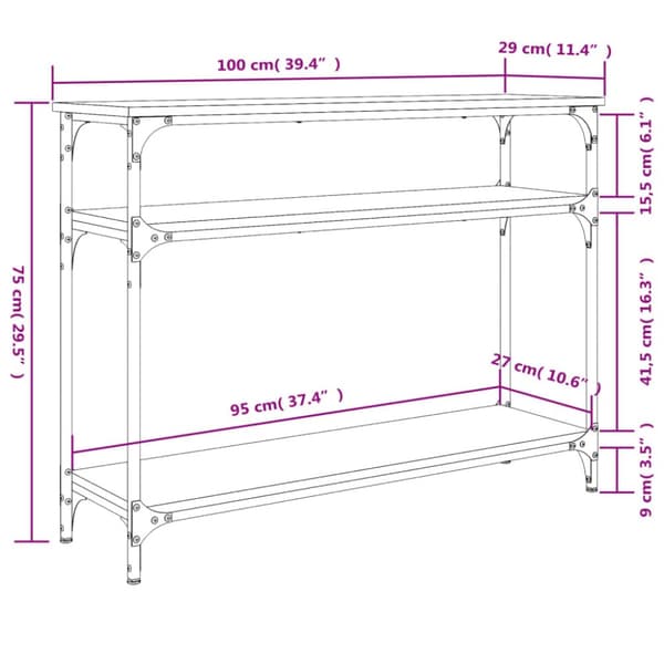 The Living Store konsolbord 100x29x75 cm konstrueret træ sort - Sideborde