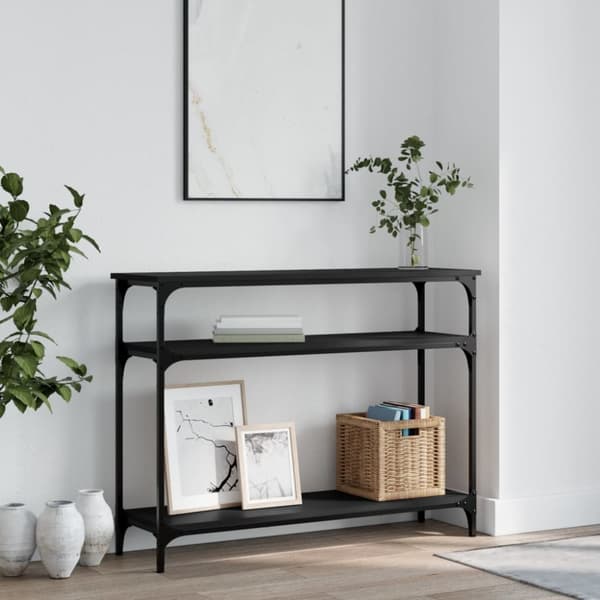 The Living Store konsolbord 100x29x75 cm konstrueret træ sort - Sideborde