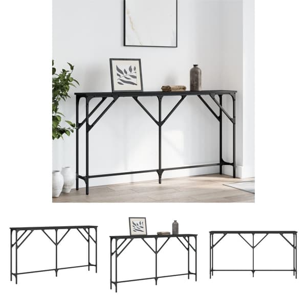 The Living Store konsolbord 140x23x75 cm konstrueret træ sort -  Sideborde