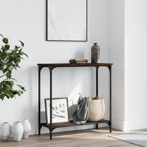The Living Store Konsolipöytä ruskea tammi 75x30,5x75 cm tekninen puu -  Apupöydät