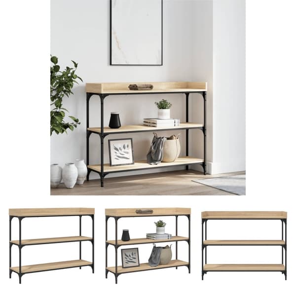 The Living Store konsolbord med hylder 100x30x80 cm sonoma-eg - Sideborde
