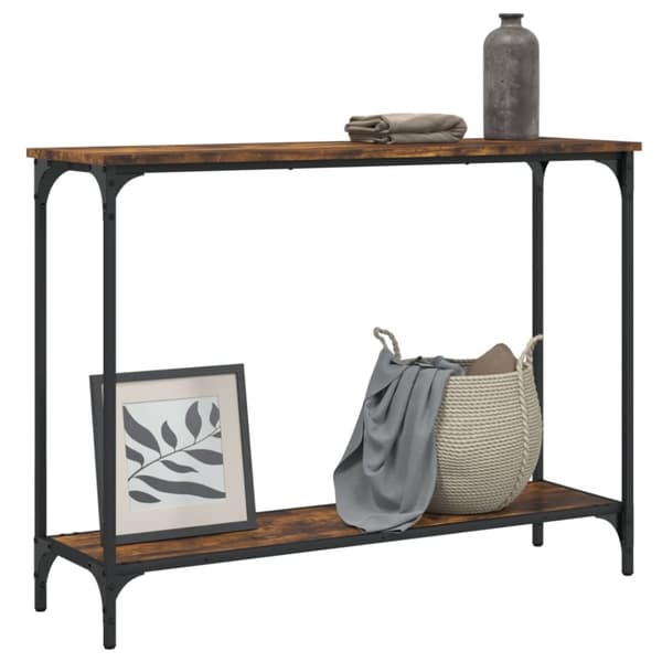 The Living Store Konsolipöytä savutammi 101x30,5x75 cm tekninen puu -  Apupöydät