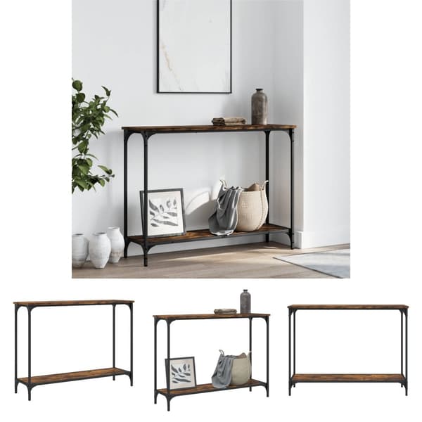 The Living Store konsolbord 101x30,5x75 cm konstrueret træ røget egetræsfarve -  Sideborde