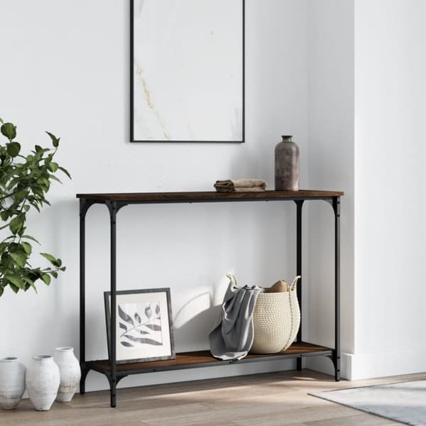 The Living Store konsolbord 101x30,5x75 cm konstrueret træ brun egetræsfarve -  Sideborde