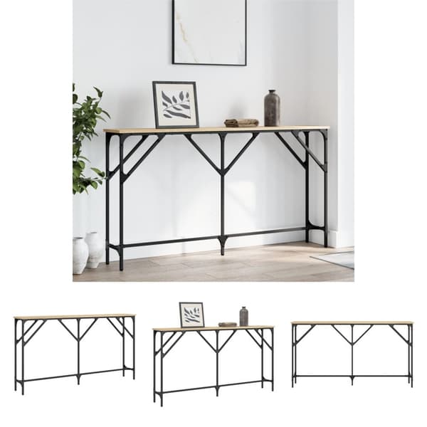The Living Store Avlastningsbord sonoma ek 140x23x75 cm konstruerat trä -  Avlastningsbord