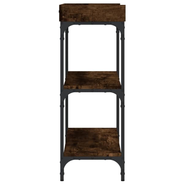 The Living Store konsolbord med hylder 100x30x80 cm røget egetræsfarve -  Sideborde