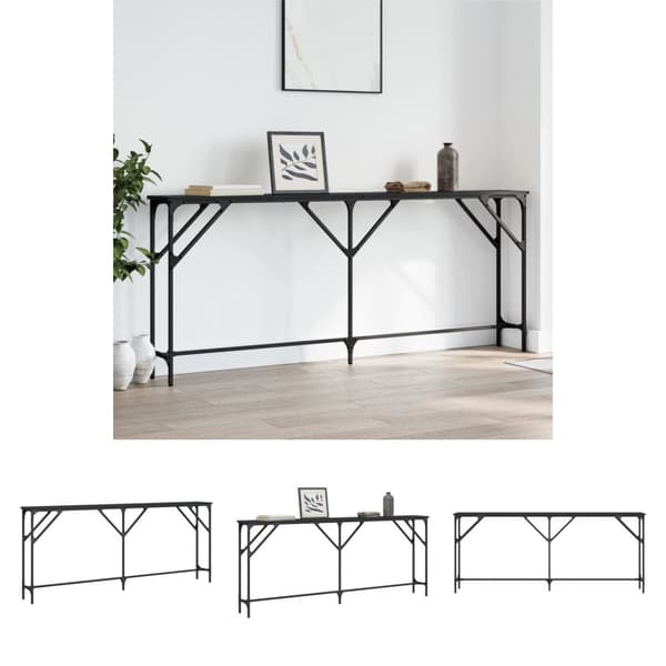 The Living Store konsolbord 180x23x75 cm konstrueret træ sort -  Sideborde