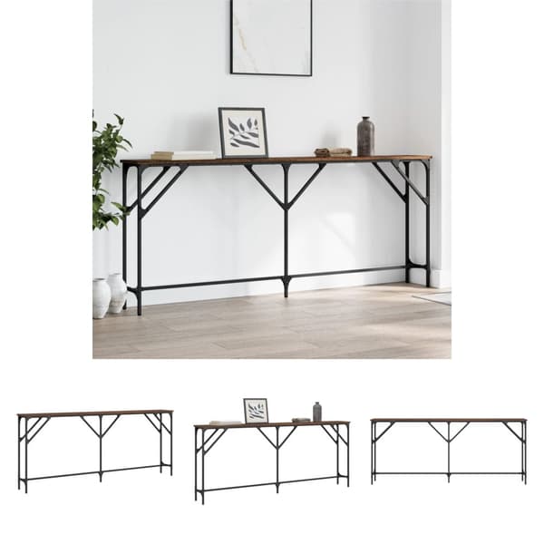 The Living Store konsolbord 180x23x75 cm konstrueret træ brun egetræ -  Sideborde