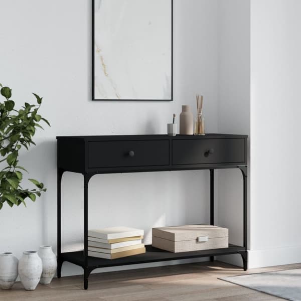 The Living Store Konsolbord svart 100x34,5x75 cm konstruerat trä - Avlastningsbord