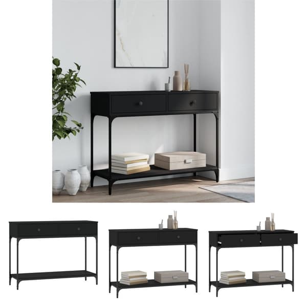 The Living Store konsolbord 100x34,5x75 cm konstrueret træ sort -  Sideborde