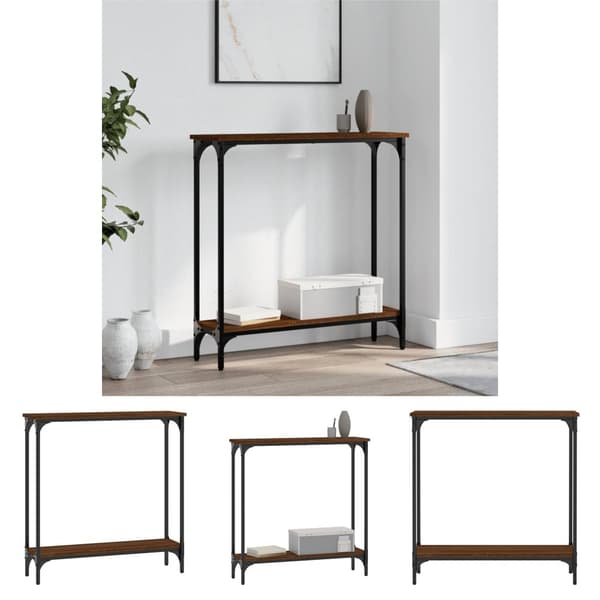 The Living Store konsolbord 75x22,5x75 cm konstrueret træ brunt egetræ -  Sideborde