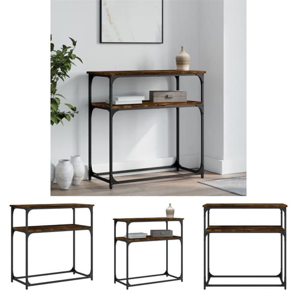 The Living Store konsolbord 75x35,5x75 cm konstrueret træ røget egetræsfarve -  Sideborde