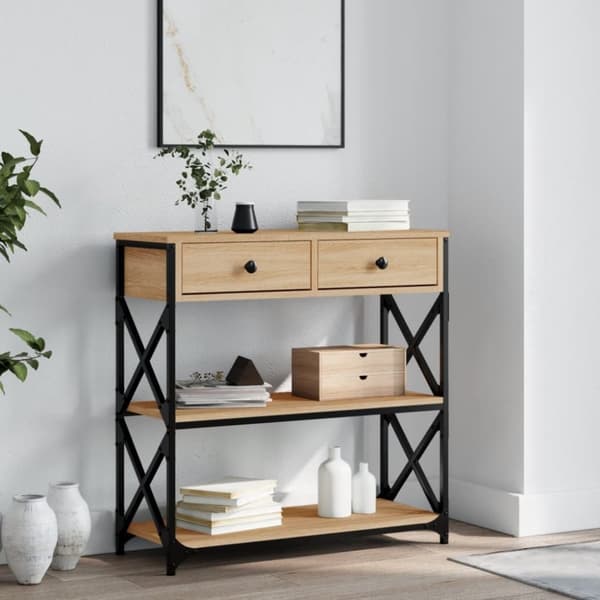 The Living Store konsolbord 75x28x75 cm konstrueret træ sonoma-eg - Sideborde