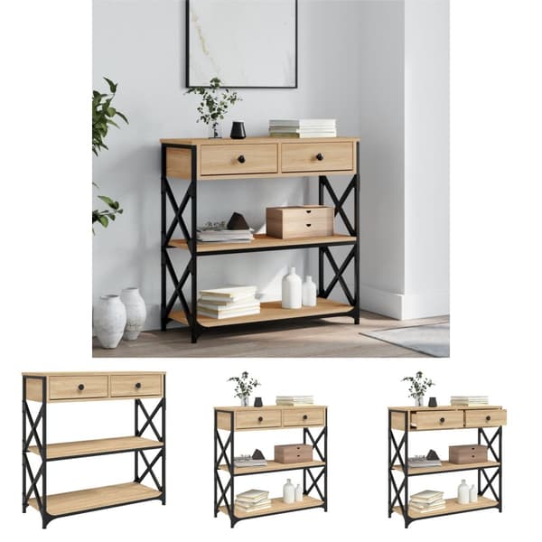 The Living Store konsolbord 75x28x75 cm konstrueret træ sonoma-eg -  Sideborde