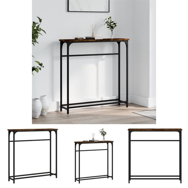 The Living Store konsolbord 75x19,5x75 cm konstrueret træ røget egetræsfarve - Sideborde
