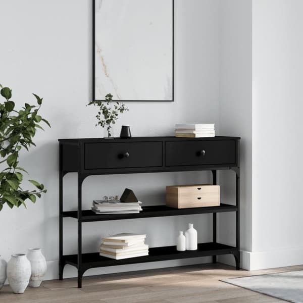 The Living Store konsolbord 100x25x75 cm konstrueret træ sort -  Sideborde