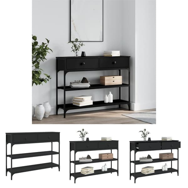 The Living Store konsolbord 100x25x75 cm konstrueret træ sort -  Sideborde