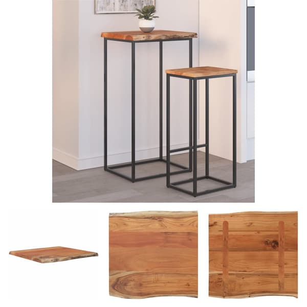 The Living Store sidebord 40x40x2,5 cm massivt akacietræ naturlig kant -  Sideborde