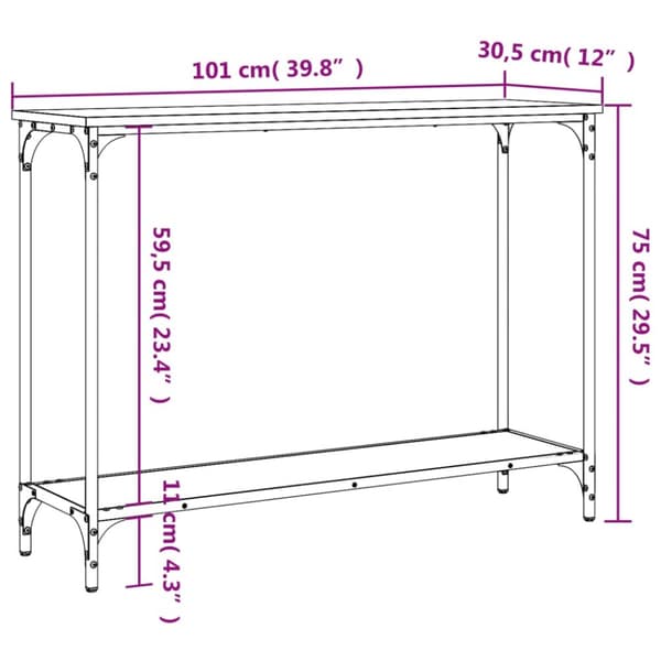 The Living Store Avlastningsbord svart 101x30,5x75 cm konstruerat trä - Avlastningsbord