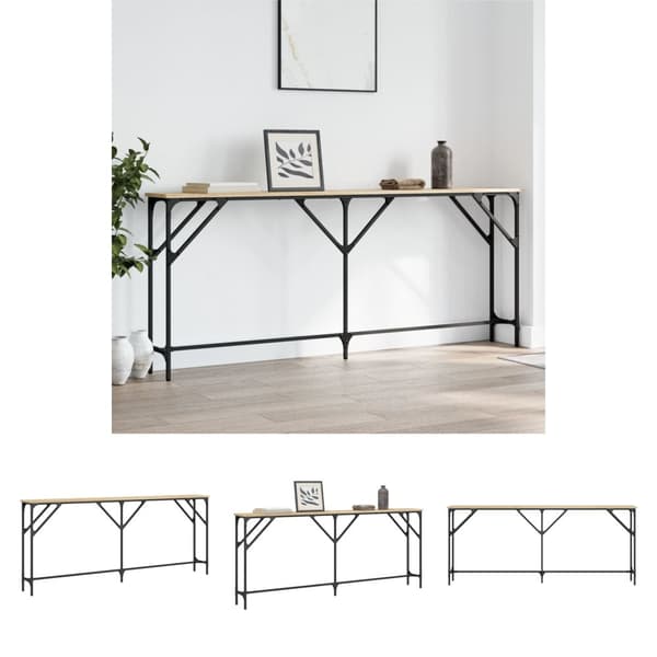 The Living Store Avlastningsbord sonoma ek 180x23x75 cm konstruerat trä - Avlastningsbord