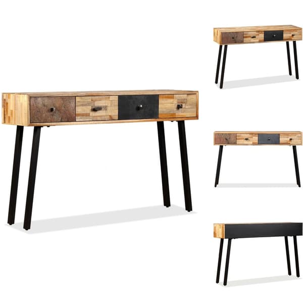 Sideborde - Living aflastningsbord massivt genbrugsteak 120 x 30 x 76 cm