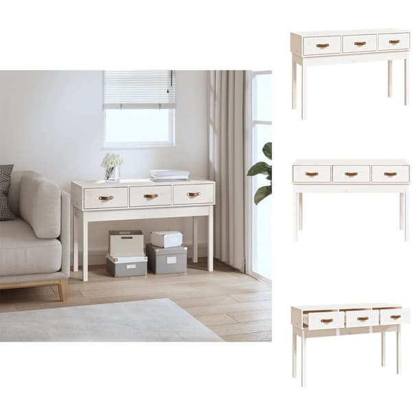 Sideborde - Living konsolbord 114x40x75 cm massivt fyrretræ hvid