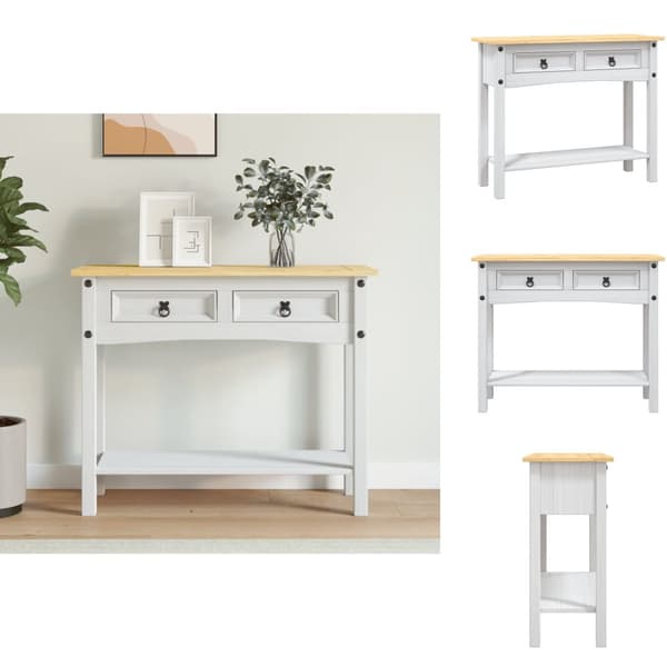 Sideborde - Living konsolbord Corona-serien 90x34,5x73 cm mexicansk fyrretræ hvid